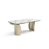 Paoli Matt White & Earth Vein Italian Ceramic Extending Dining Table - Pendle Village Furniture